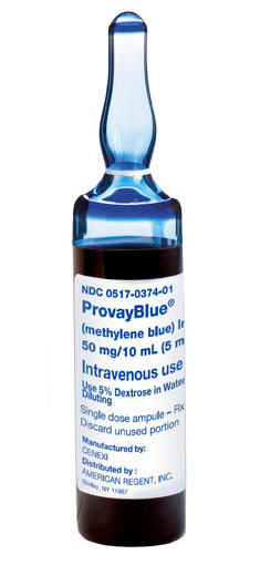 ampułka leku z błekitem metylenowym Provayblue